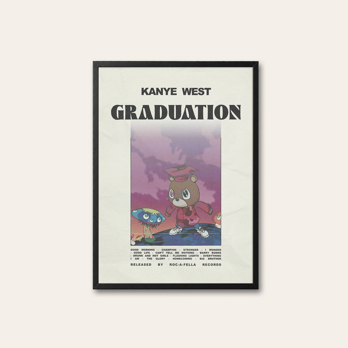 Kanye West Graduation album poster — black frame