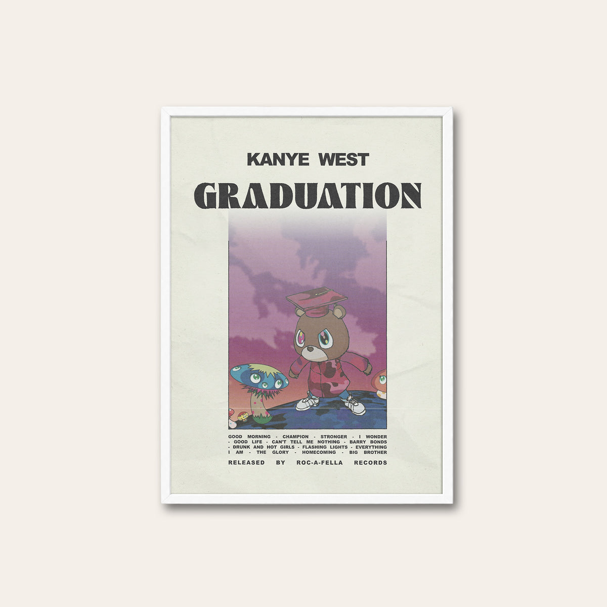 Kanye West Graduation album poster — white frame