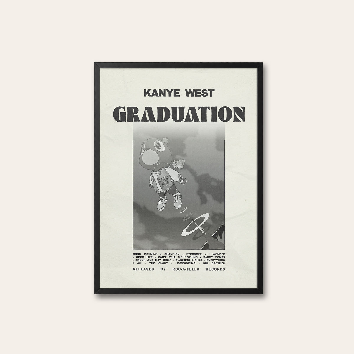 Kanye West Graduation album poster — black frame
