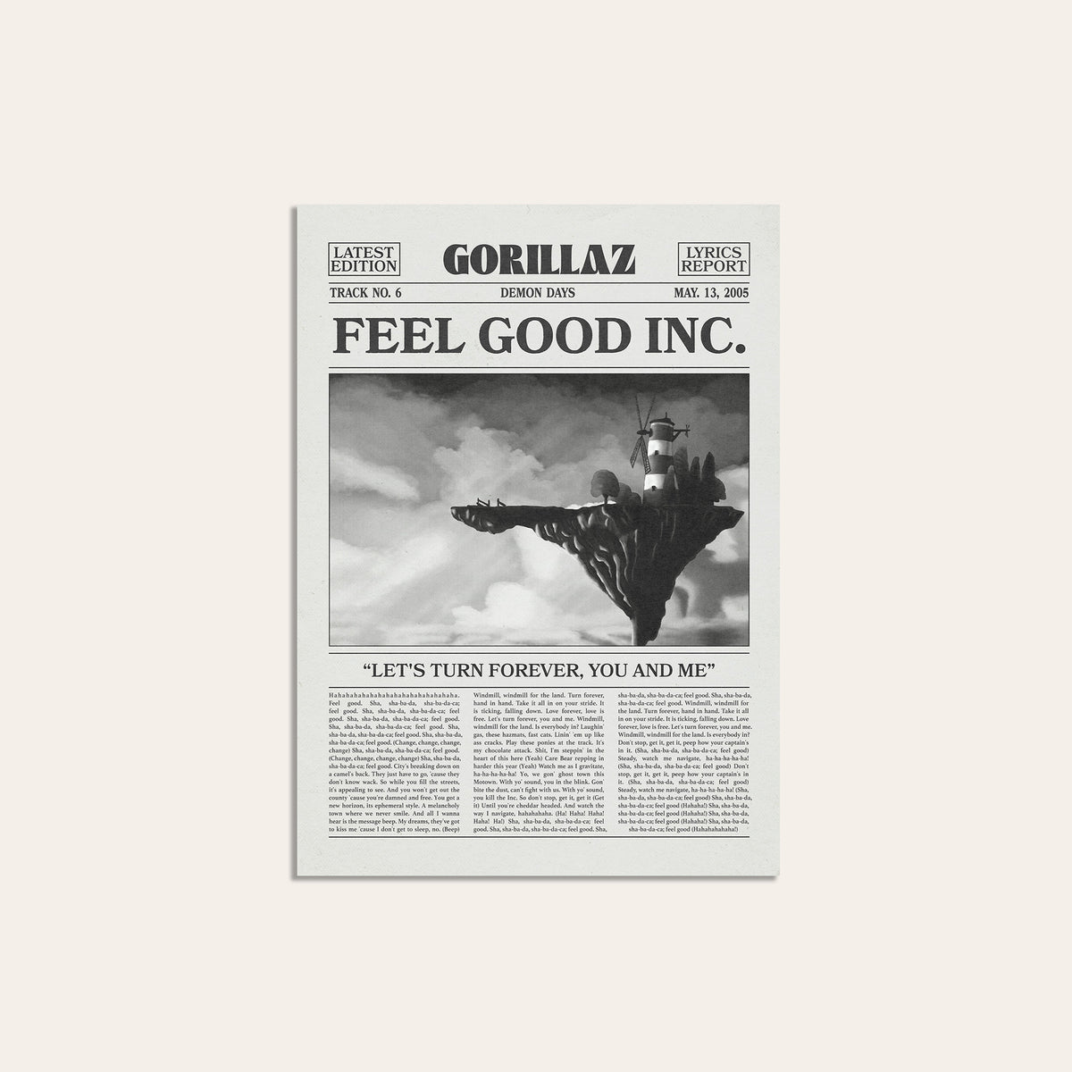 Gorillaz Feel Good Inc. newspaper poster — unframed print