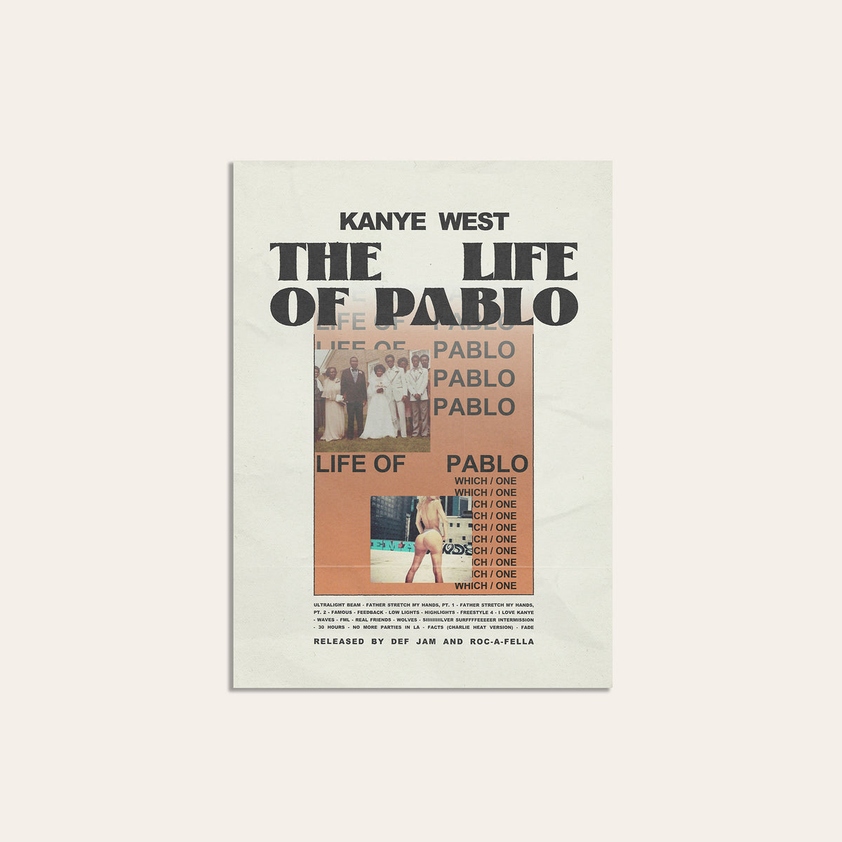 Kanye West The Life of Pablo album poster — unframed print