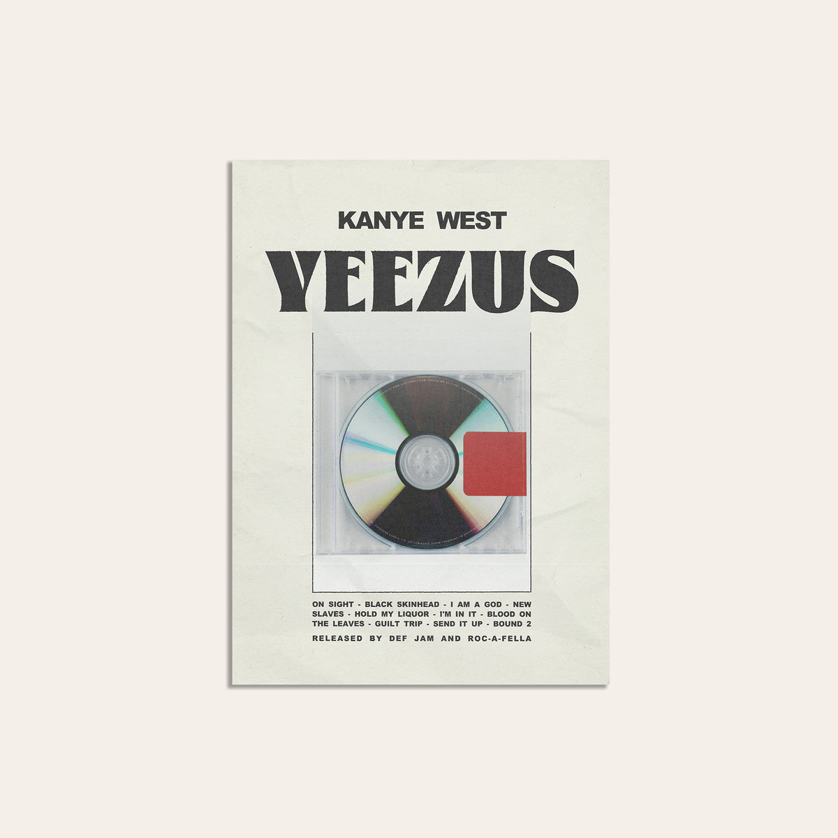 Kanye West Yeezus album poster — unframed print