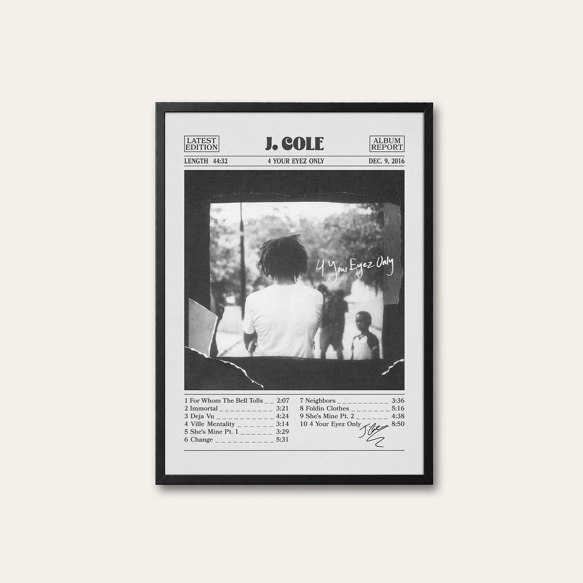 J. Cole 4 Your Eyez Only album poster — black frame