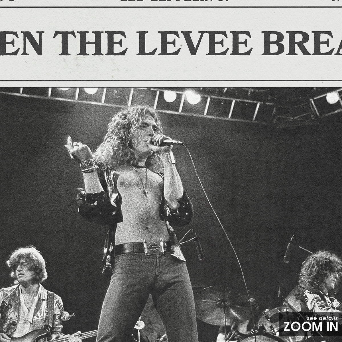 Led Zeppelin When the Levee Breaks newspaper poster — close-up detail