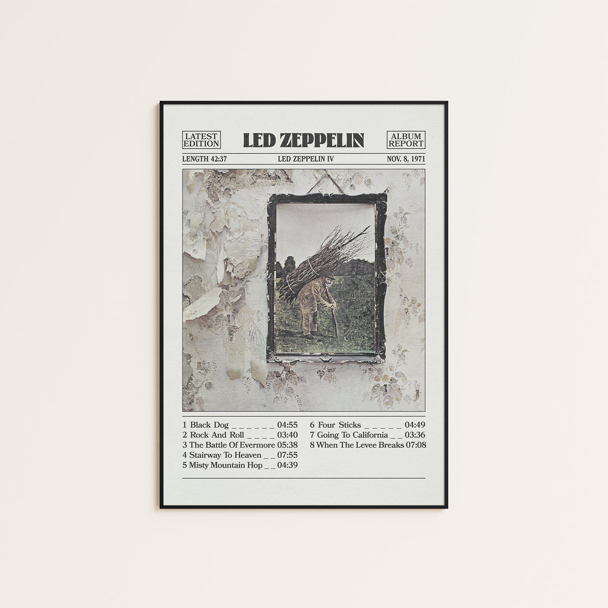 Led Zeppelin Led Zeppelin IV album poster — black frame display
