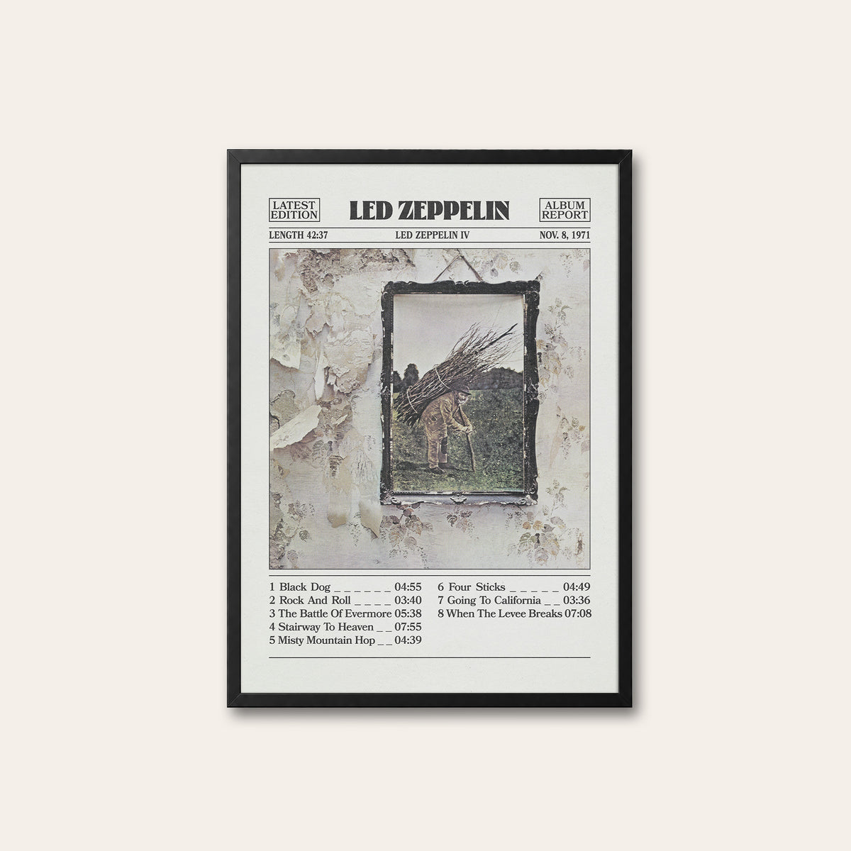 Led Zeppelin Led Zeppelin IV album poster — black frame