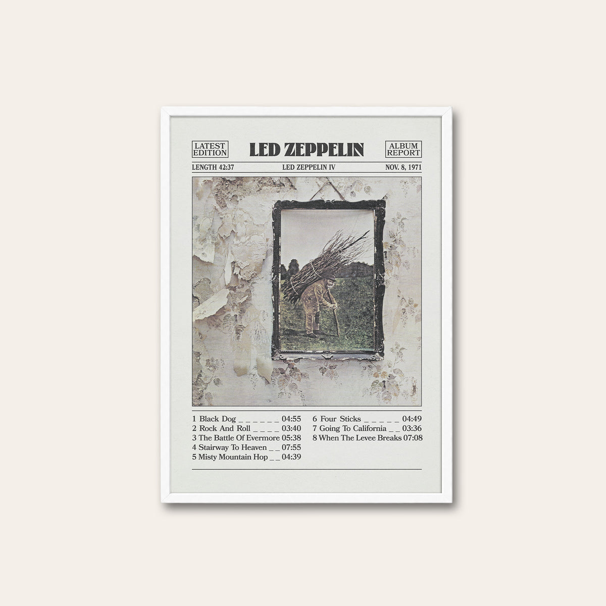 Led Zeppelin Led Zeppelin IV album poster — white frame