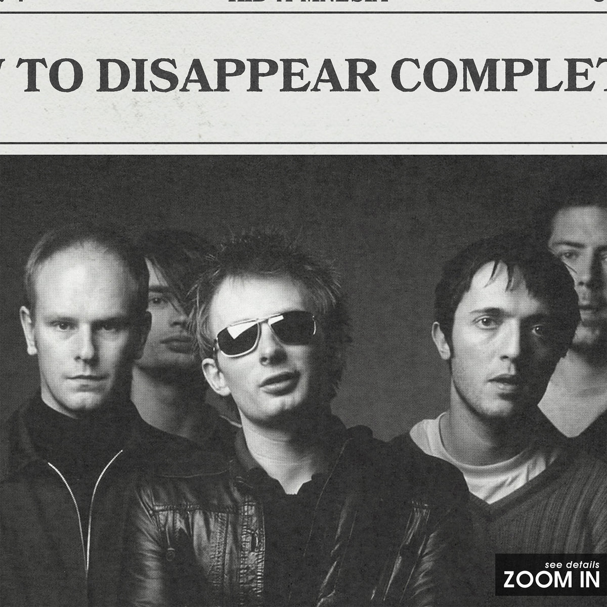 Radiohead How to Disappear Completely newspaper poster — close-up detail