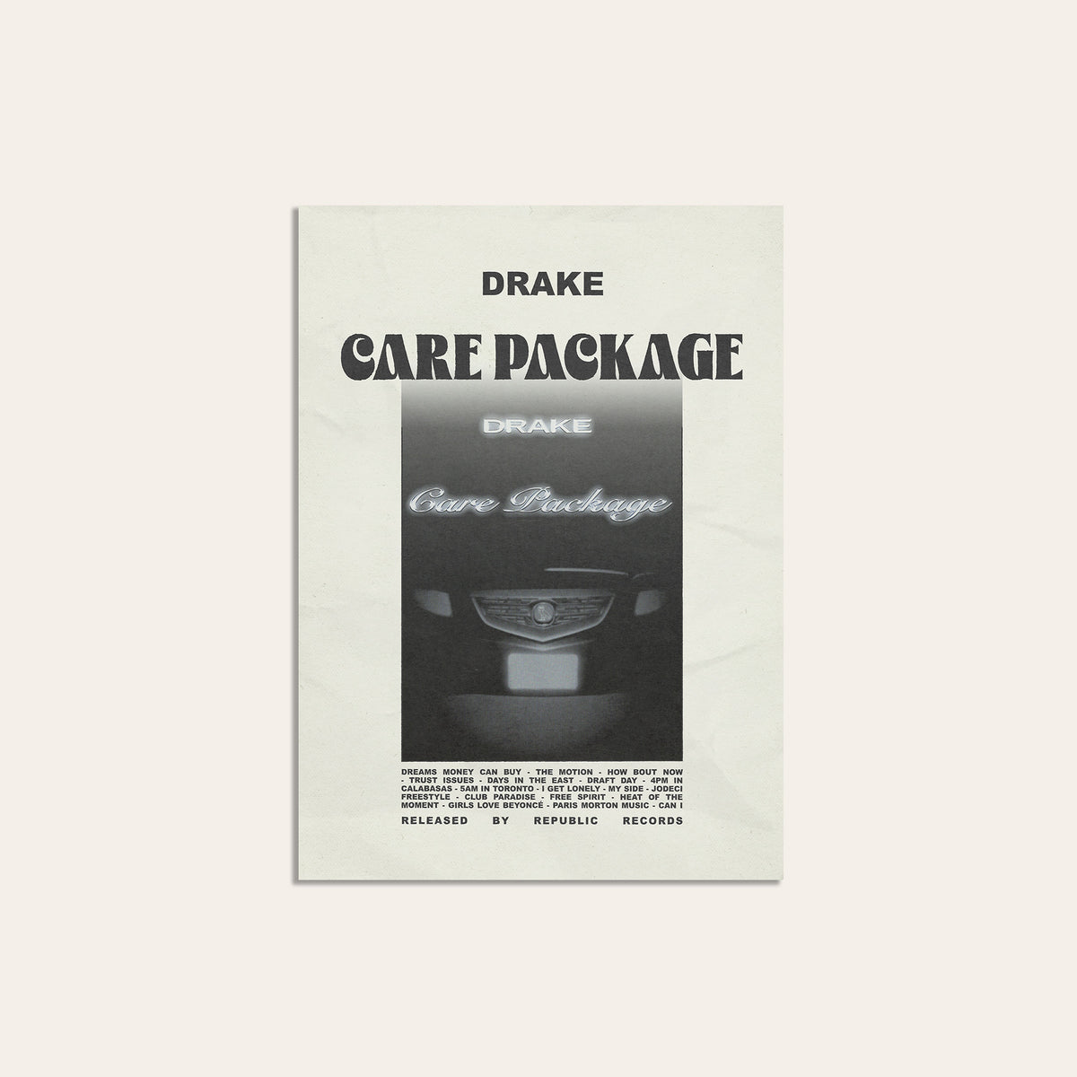Drake Care Package album poster — unframed print