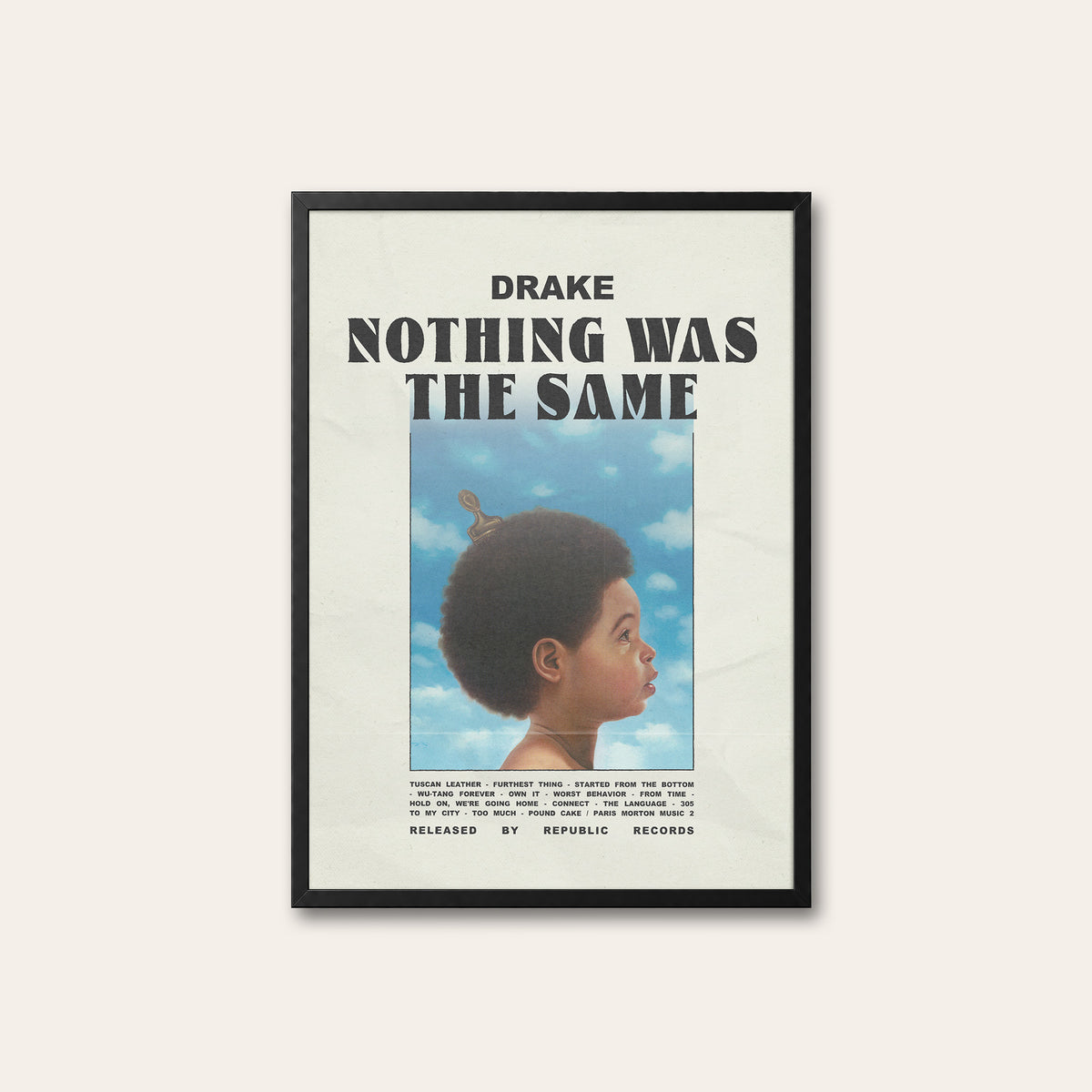 Drake Nothing Was the Same album poster — black frame