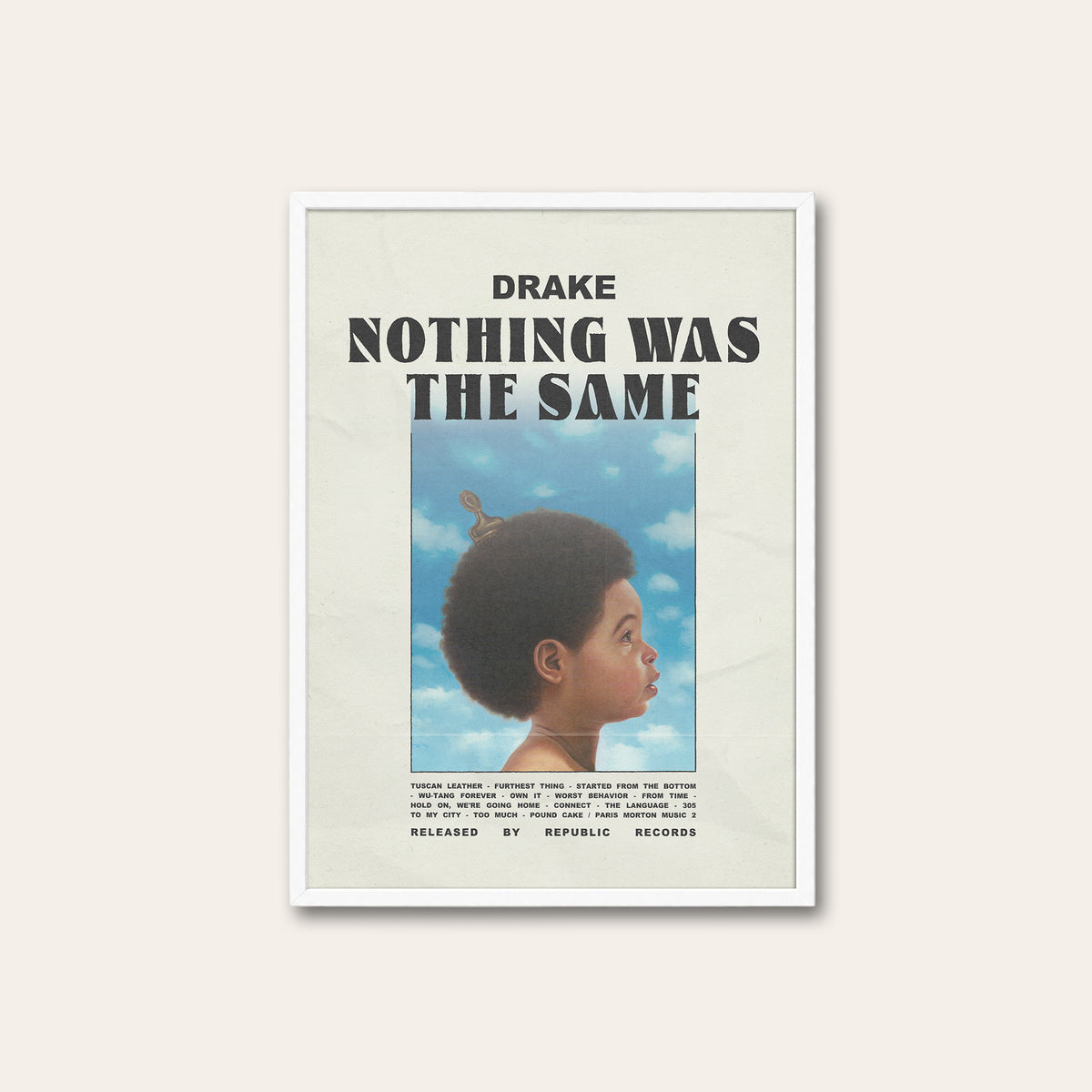 Drake Nothing Was the Same album poster — white frame
