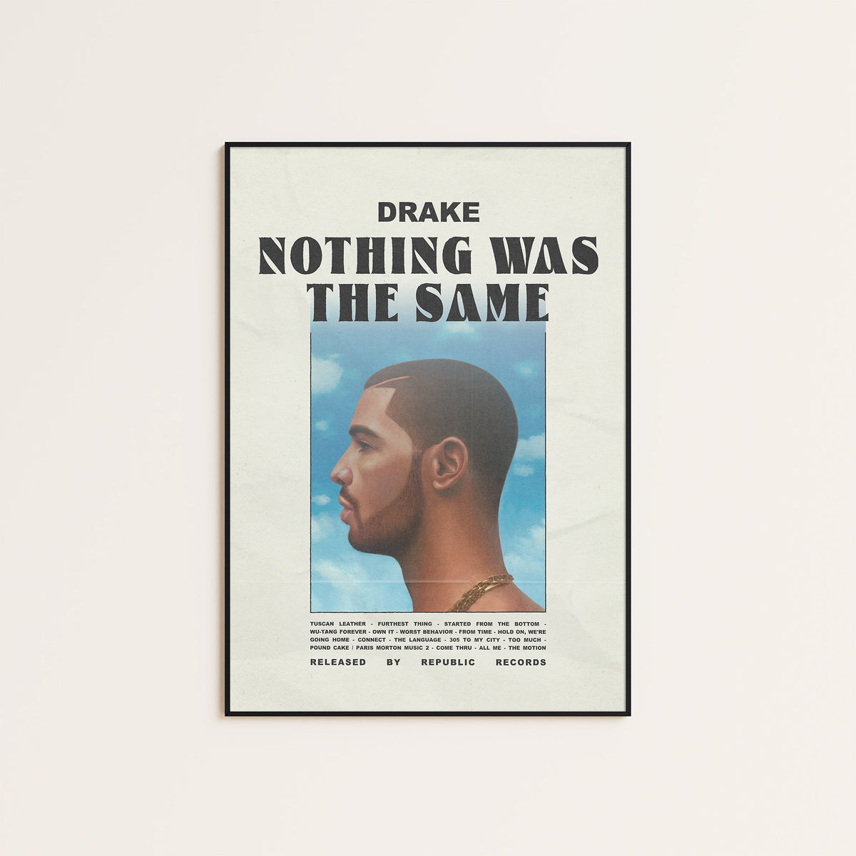 Drake Nothing Was the Same album poster — black frame display
