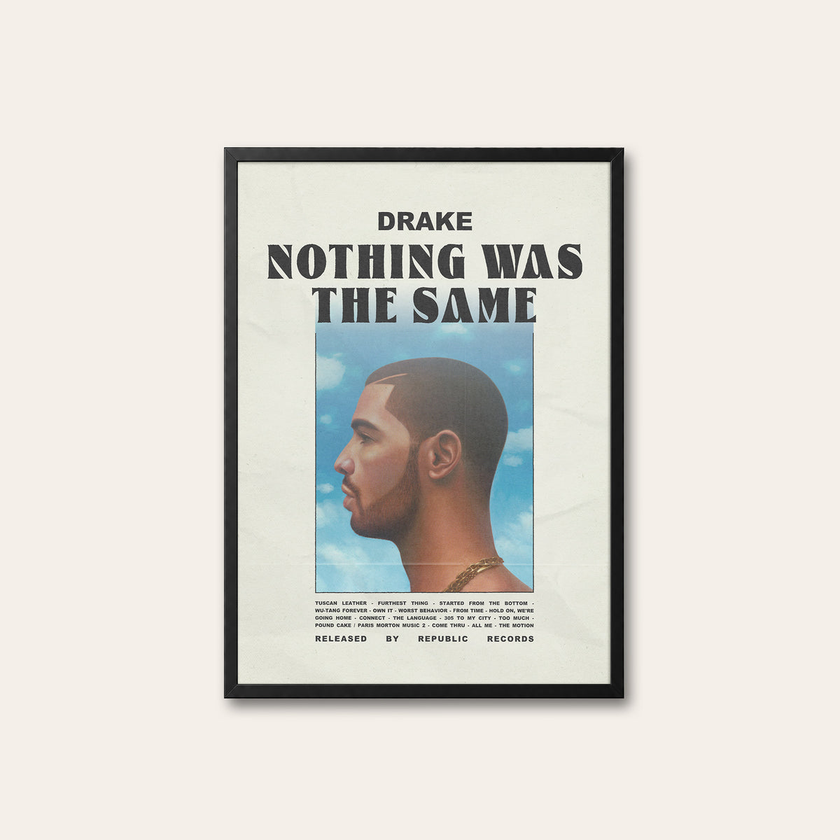 Drake Nothing Was the Same album poster — black frame