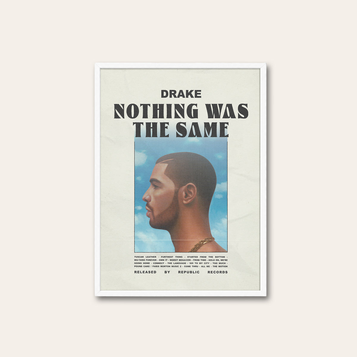 Drake Nothing Was the Same album poster — white frame