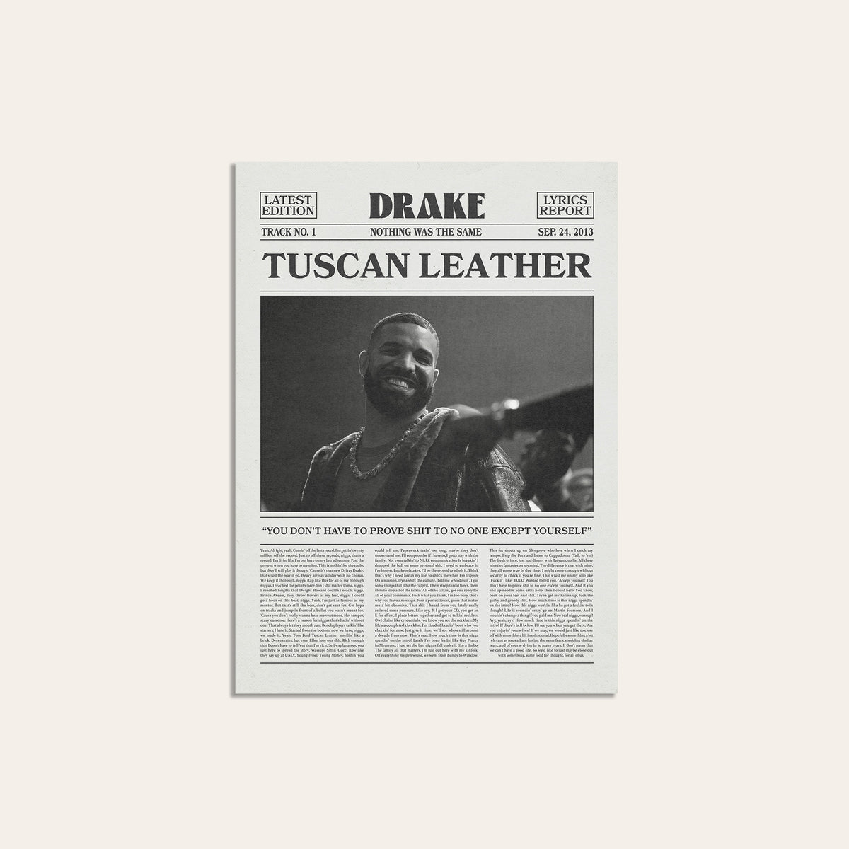 Drake Tuscan Leather newspaper poster — unframed print