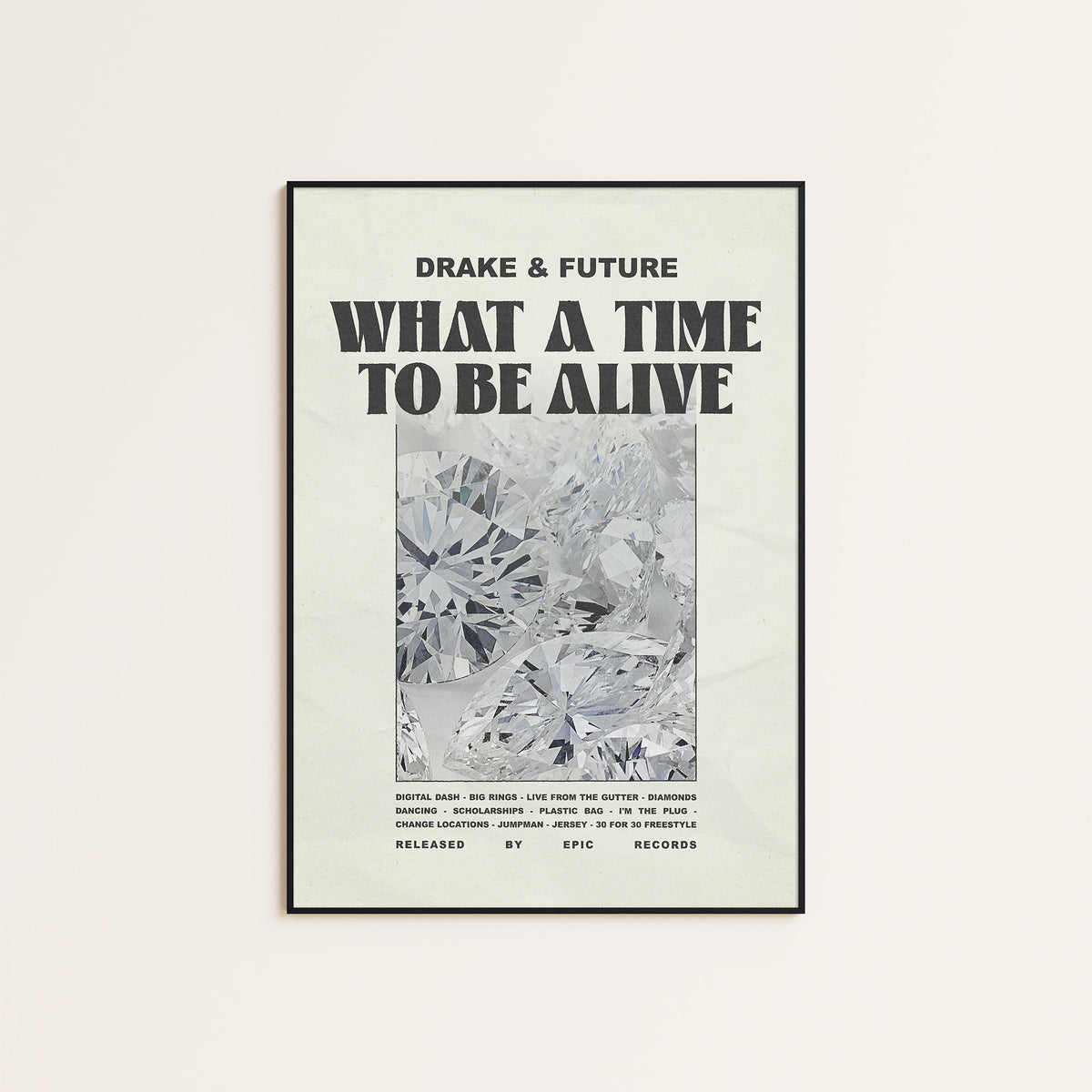 Drake & Future What a Time to Be Alive album poster — black frame display