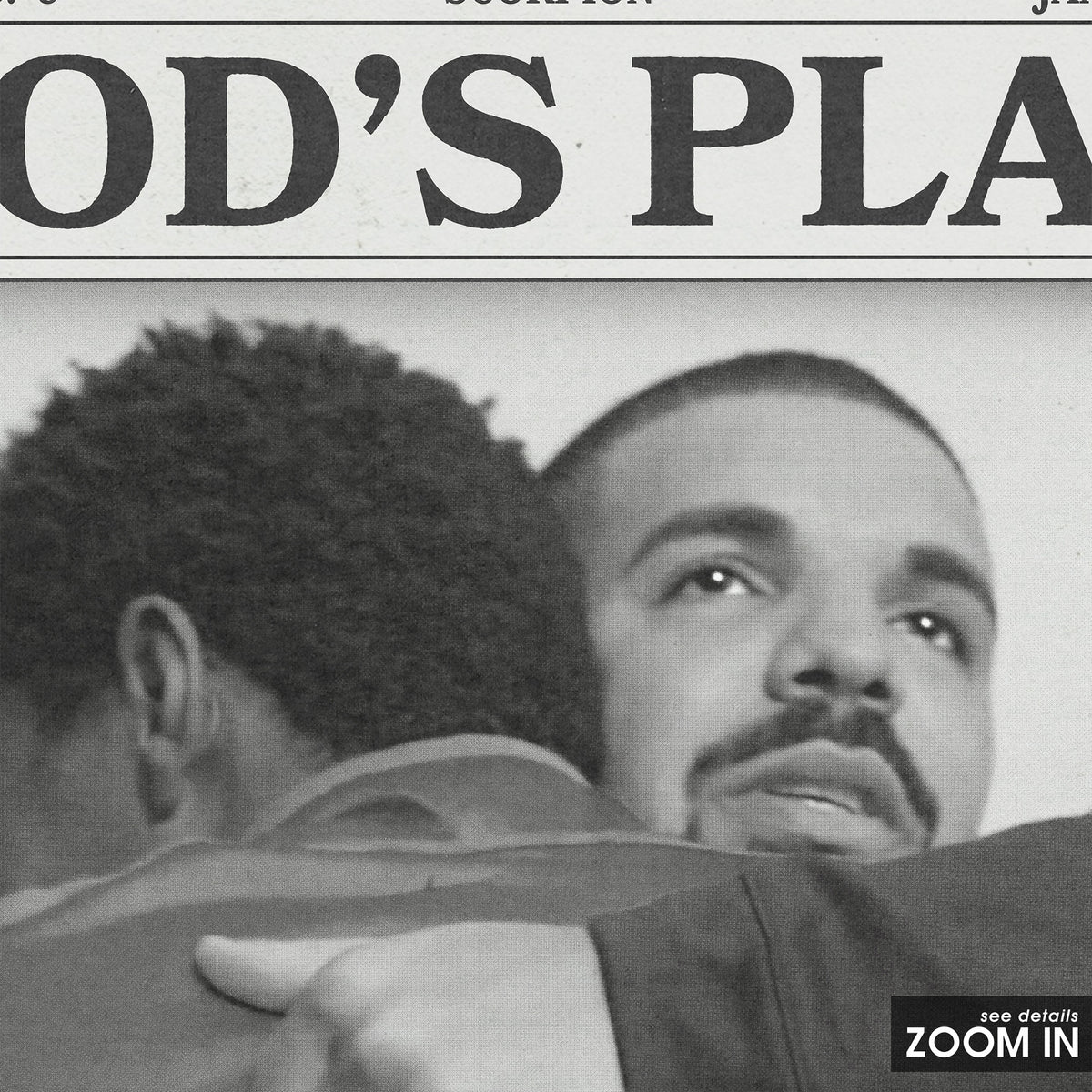 Drake God's Plan newspaper poster — close-up detail