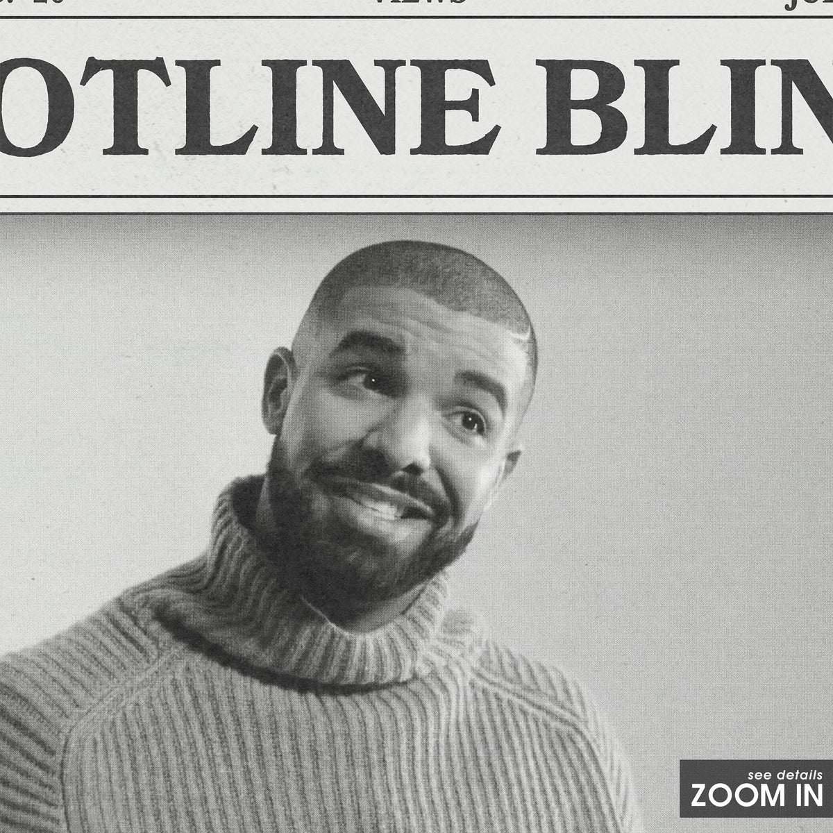 Drake Hotline Bling newspaper poster — close-up detail