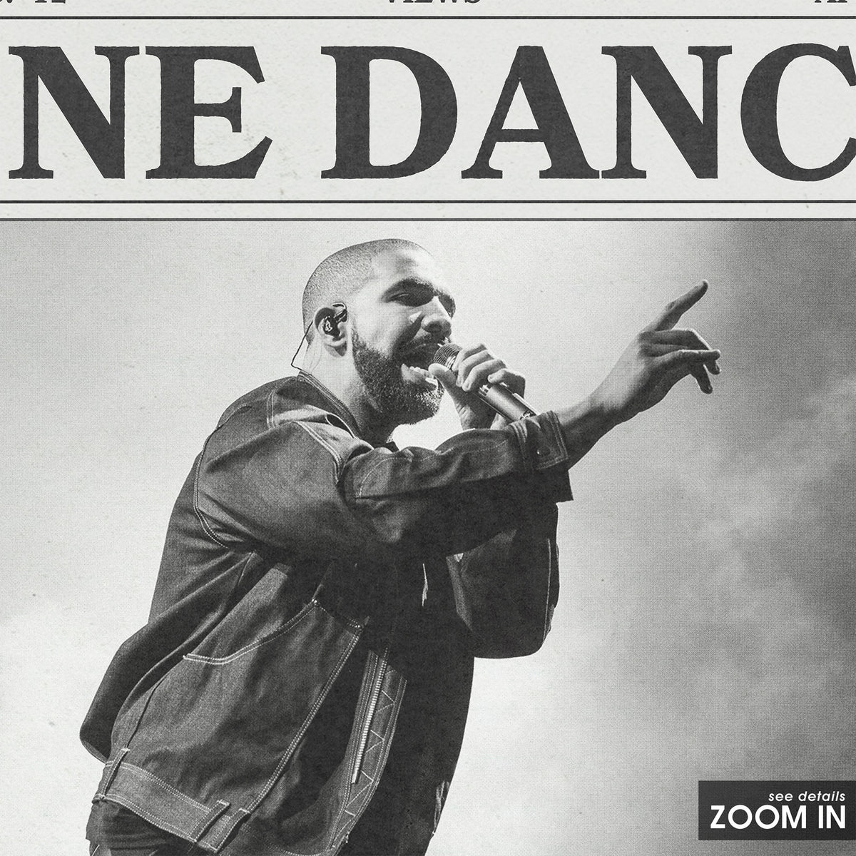 Drake One Dance newspaper poster — close-up detail