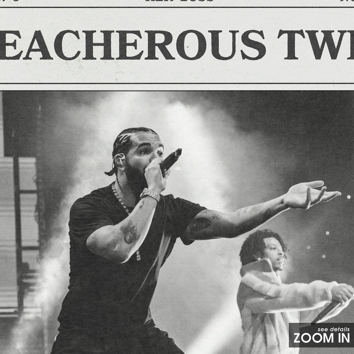 Drake Treacherous Twins newspaper poster — close-up detail
