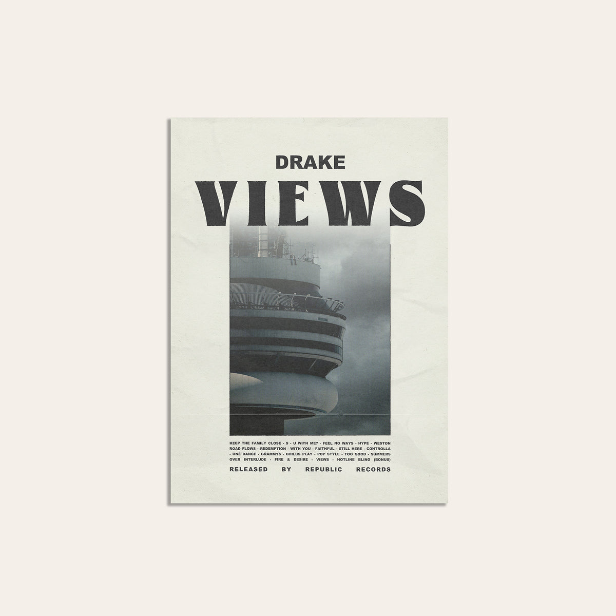 Drake Views Color Tower Edition album poster — unframed print