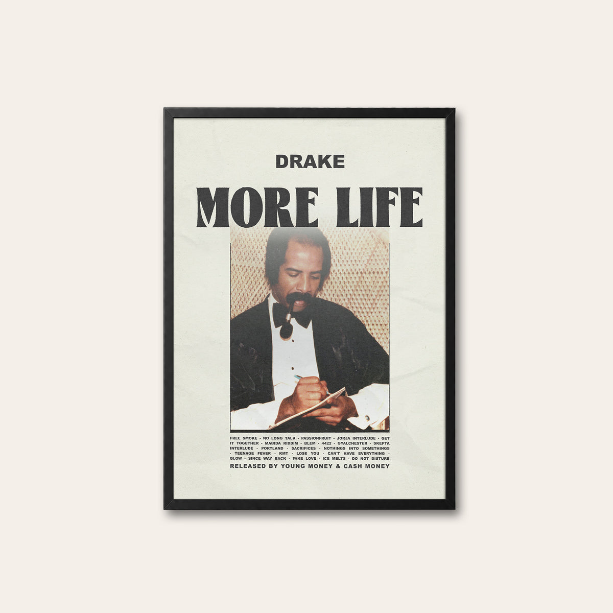 Drake More Life album poster — black frame