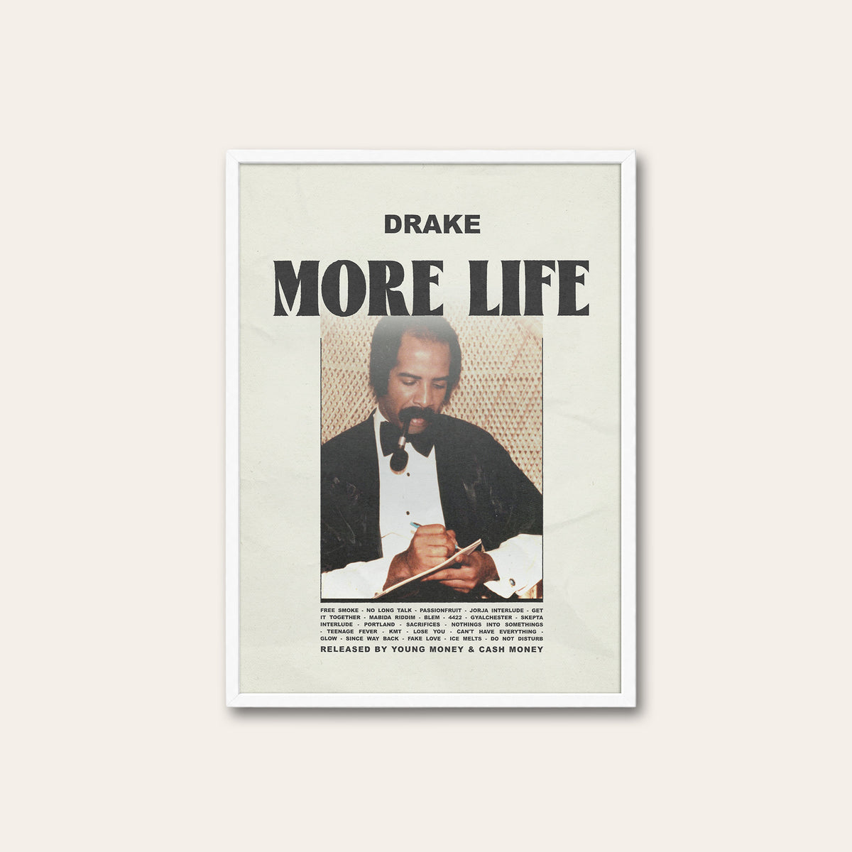Drake More Life album poster — white frame