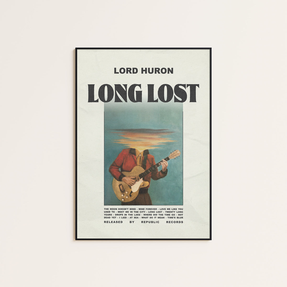 Lord Huron Long Lost newspaper poster — black frame display