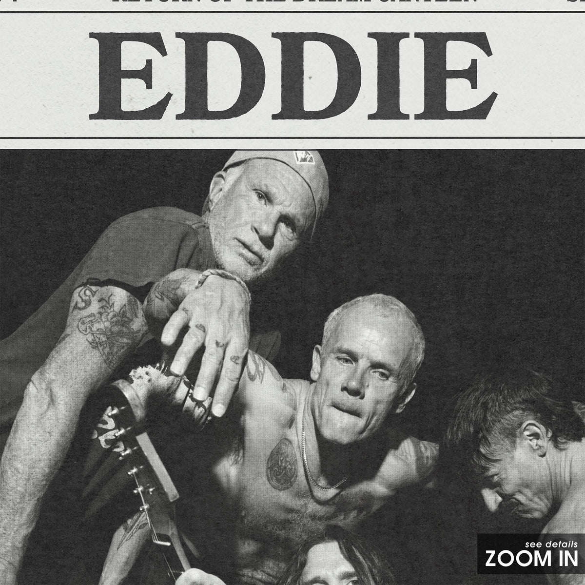Red Hot Chili Peppers Eddie newspaper poster — close-up detail