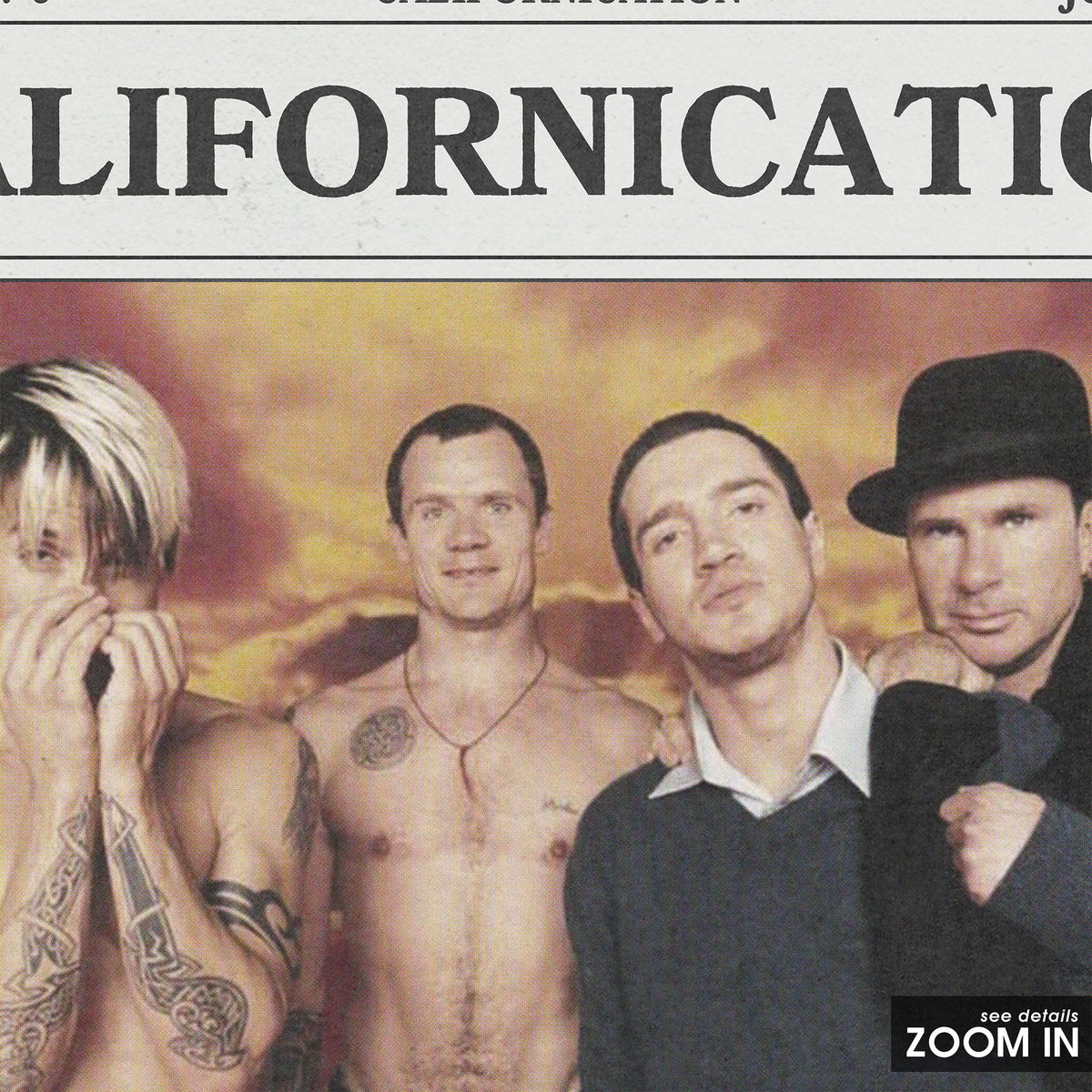 Red Hot Chili Peppers Californication Color Band Portrait newspaper poster — close-up detail