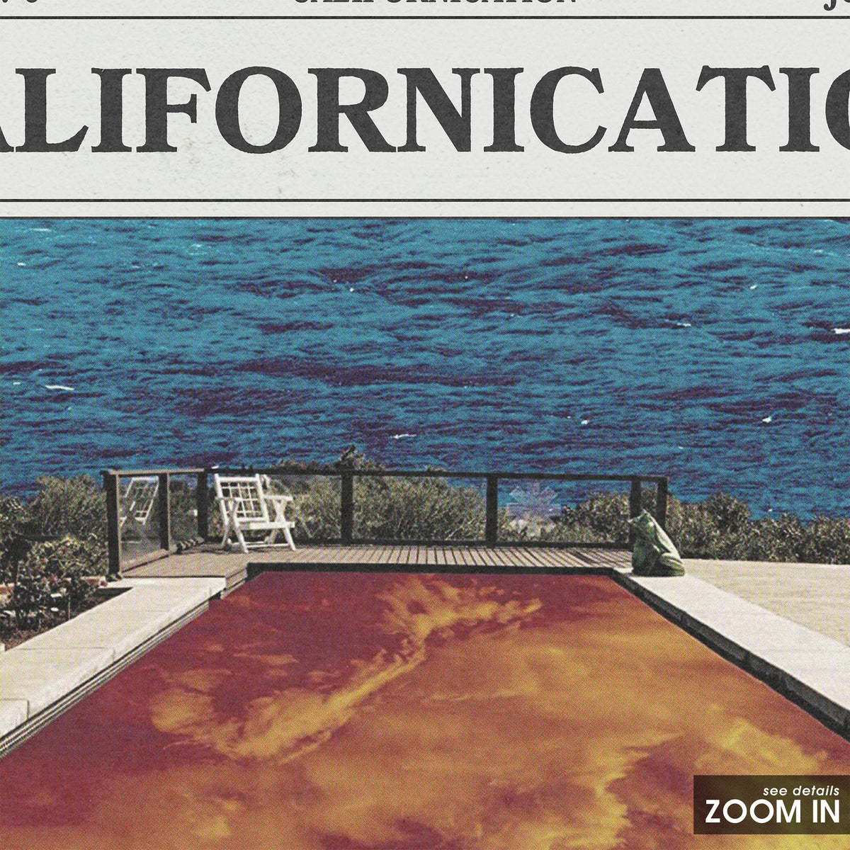 Red Hot Chili Peppers Californication Pool Newspaper Edition newspaper poster — close-up detail