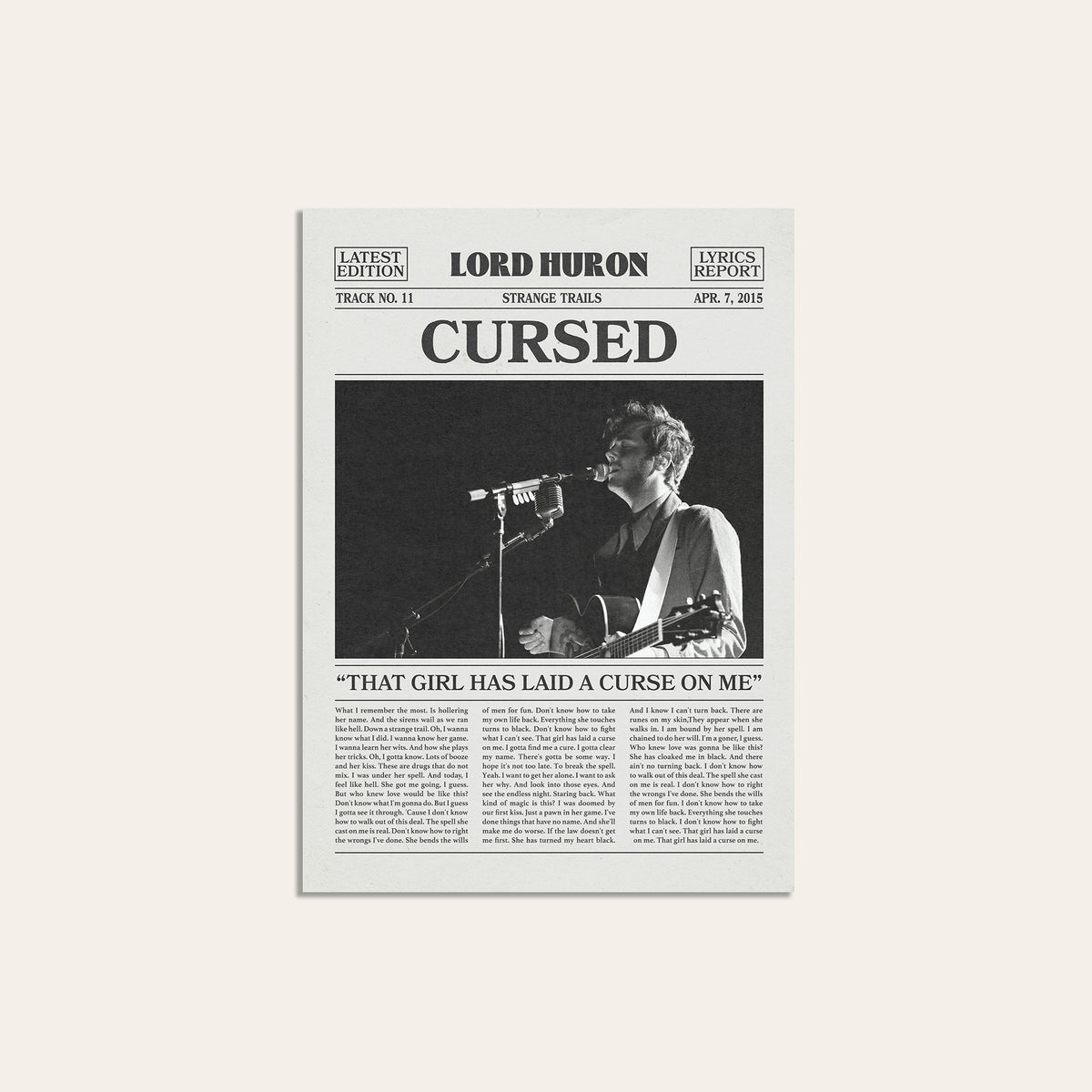 Lord Huron Cursed newspaper poster — unframed print