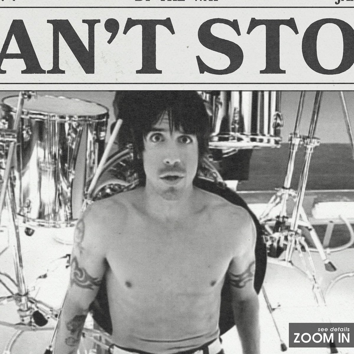 Red Hot Chili Peppers Can't Stop newspaper poster — close-up detail