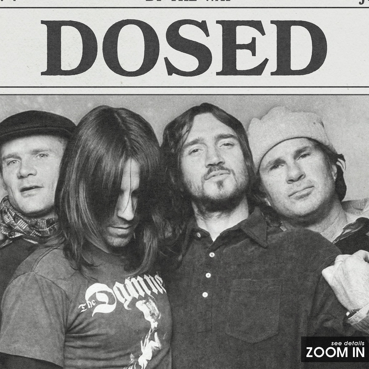 Red Hot Chili Peppers Dosed newspaper poster — close-up detail