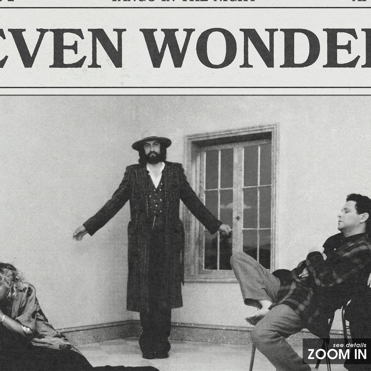 Fleetwood Mac Seven Wonders newspaper poster — close-up detail