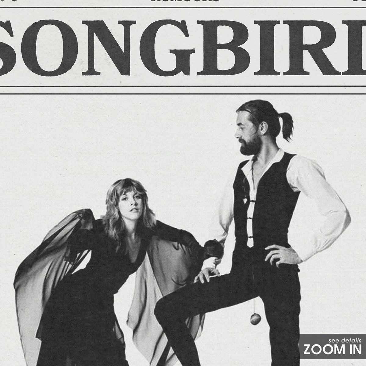 Fleetwood Mac Songbird newspaper poster — close-up detail