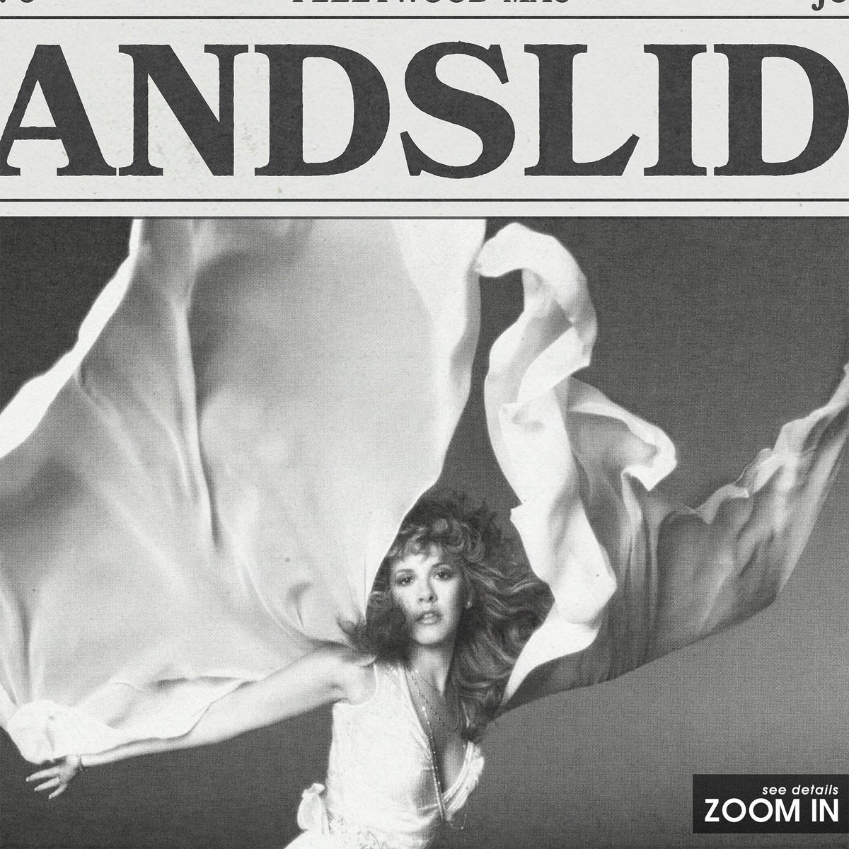 Fleetwood Mac Landslide newspaper poster — close-up detail