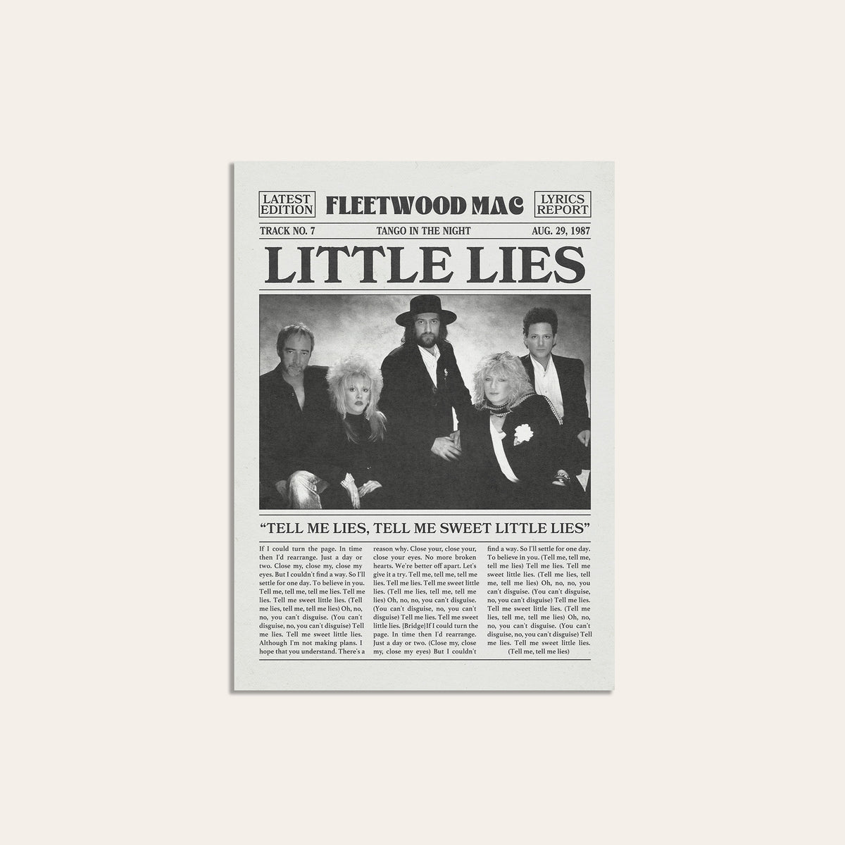 Fleetwood Mac Little Lies newspaper poster — unframed print