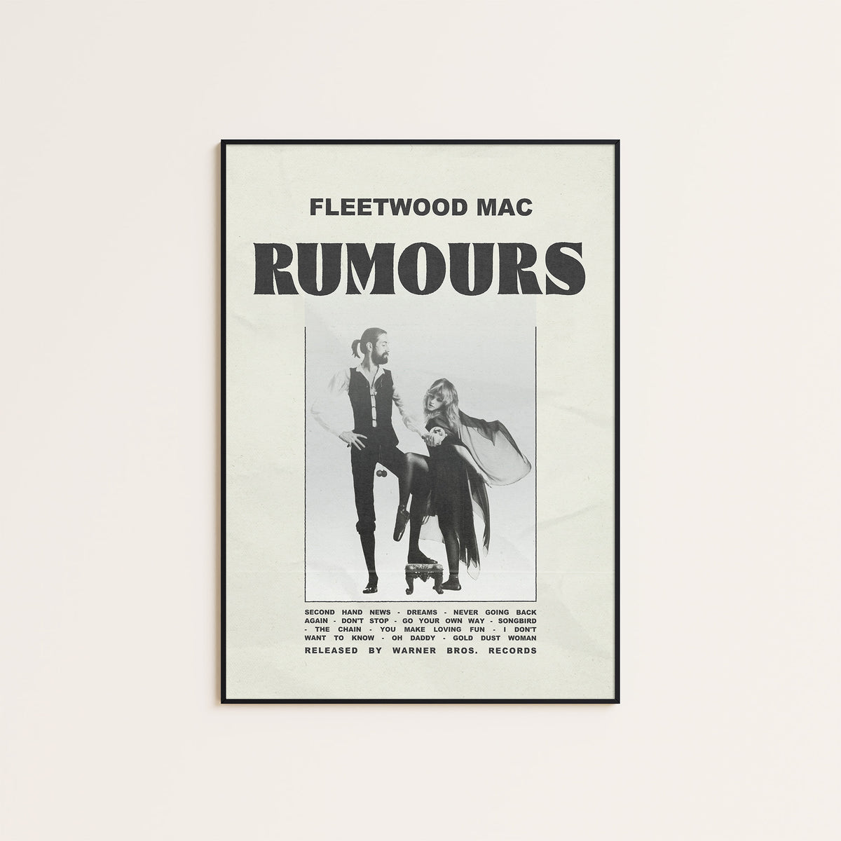 Fleetwood Mac Rumours Minimal Album Edition album poster — black frame display
