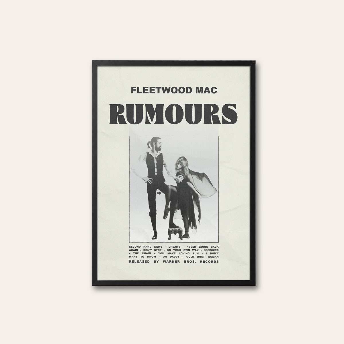 Fleetwood Mac Rumours Minimal Album Edition album poster — black frame