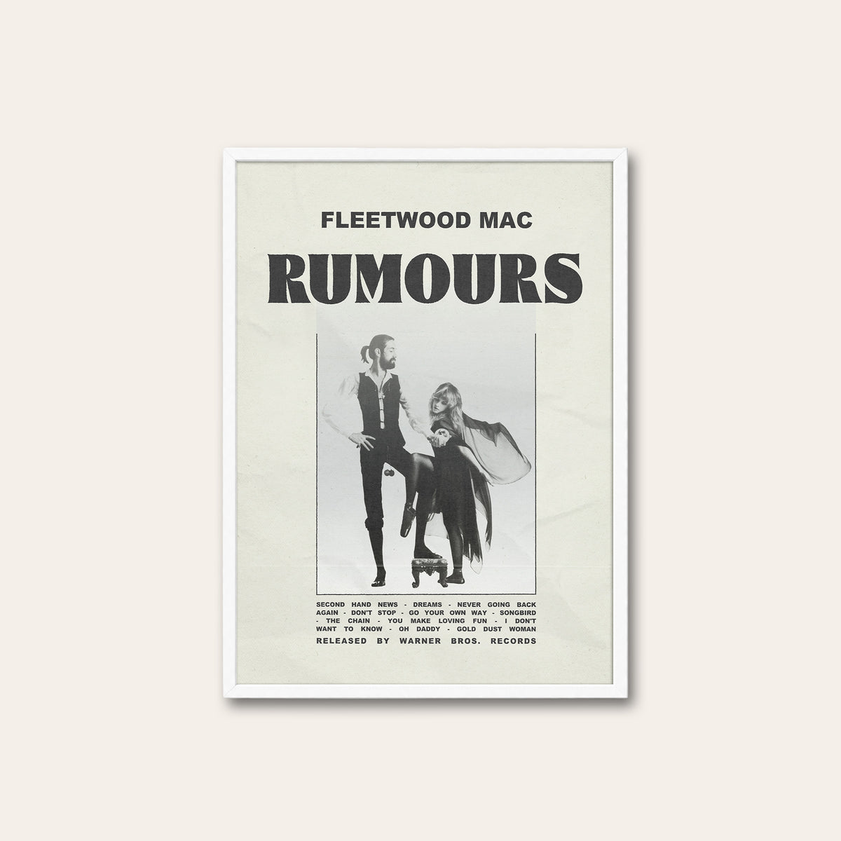 Fleetwood Mac Rumours Minimal Album Edition album poster — white frame