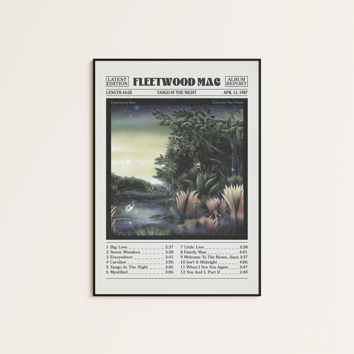 Fleetwood Mac Tango in the Night Album Report album poster — black frame display
