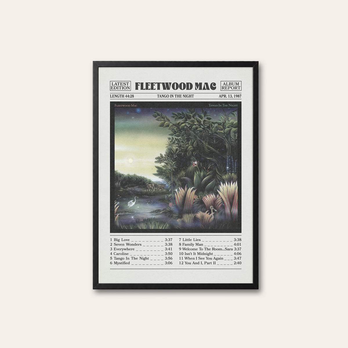 Fleetwood Mac Tango in the Night Album Report album poster — black frame