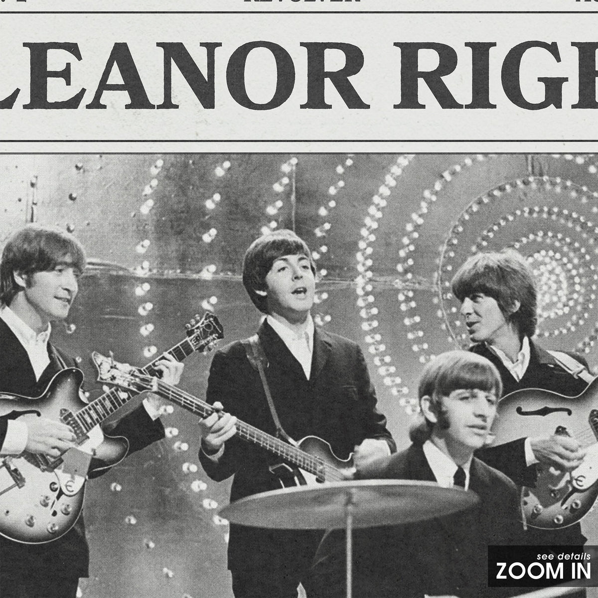 The Beatles Eleanor Rigby newspaper poster — close-up detail