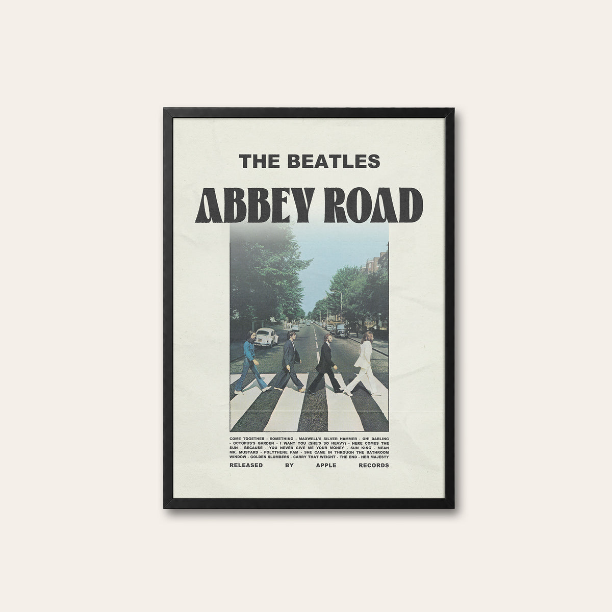 The Beatles Abbey Road album poster — black frame