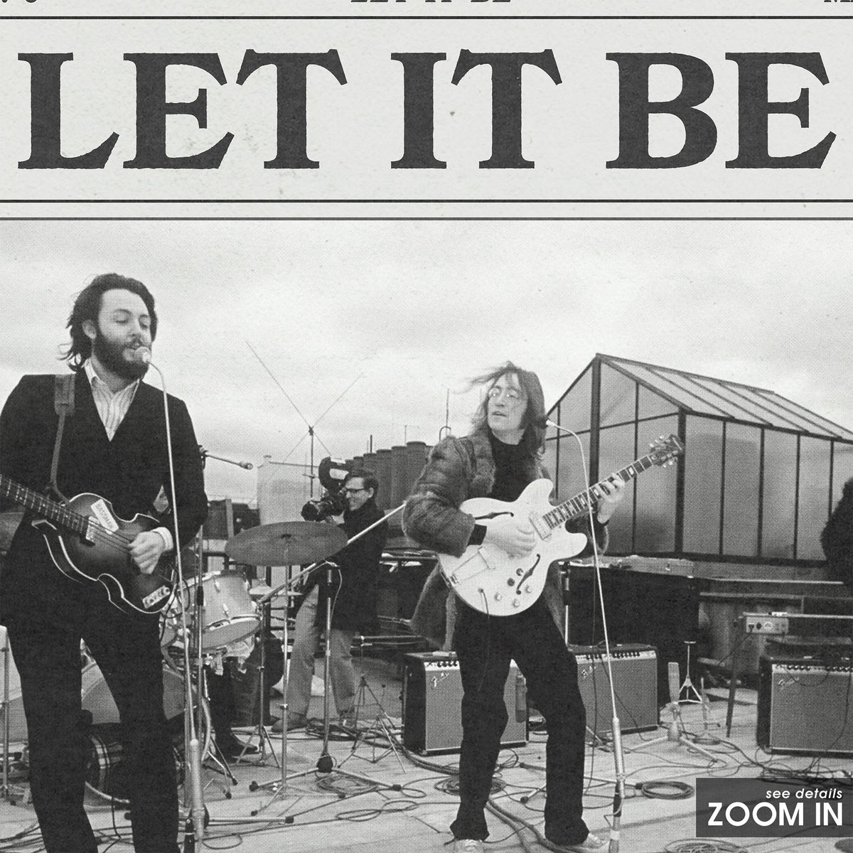 The Beatles Let It Be newspaper poster — close-up detail