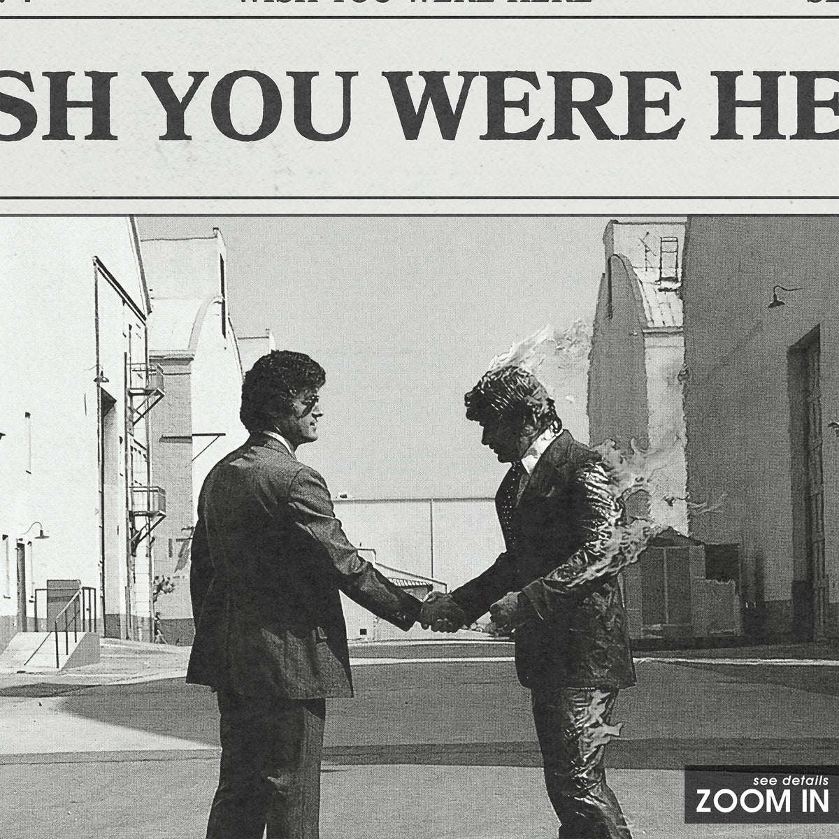 Pink Floyd Wish You Were Here newspaper poster — close-up detail