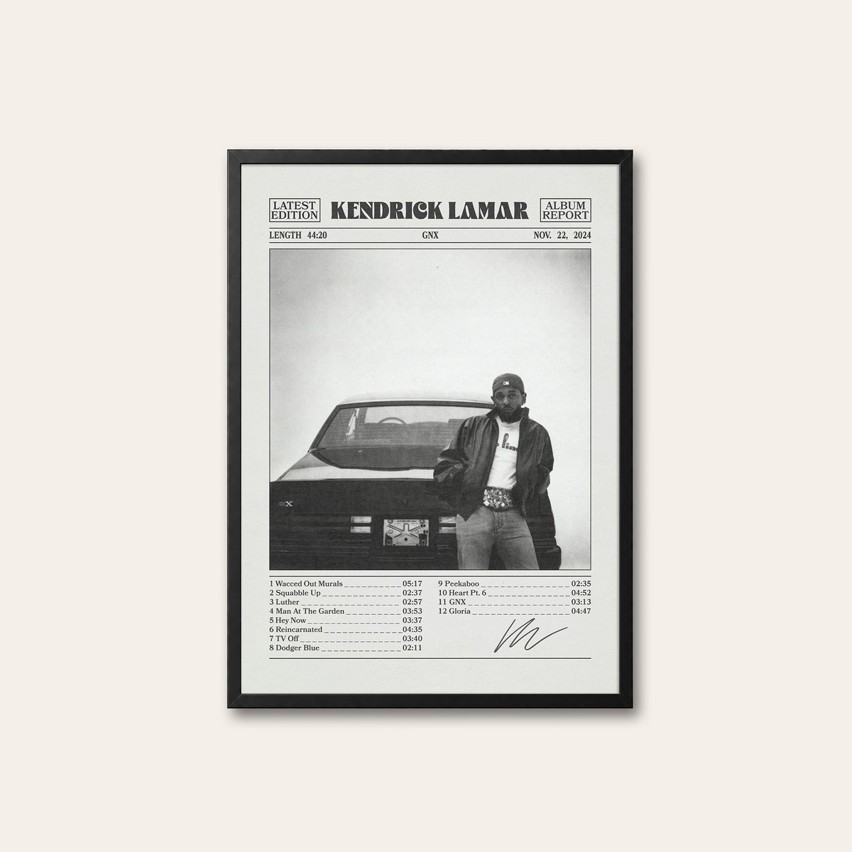 Kendrick Lamar GNX Album Report album poster — black frame