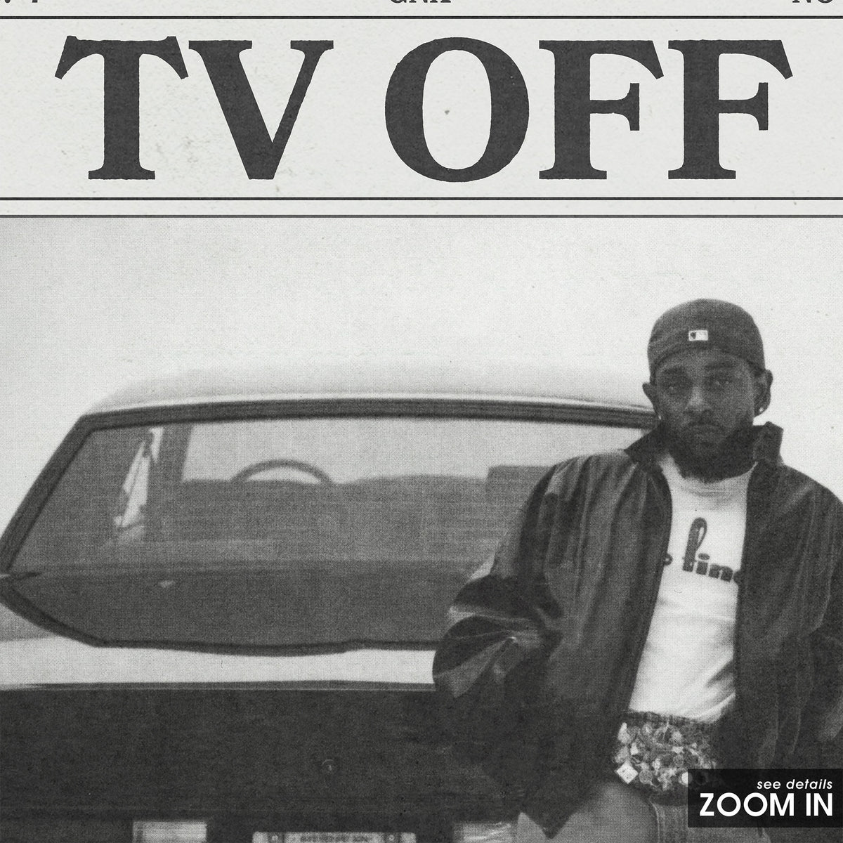 Kendrick Lamar TV Off newspaper poster — close-up detail