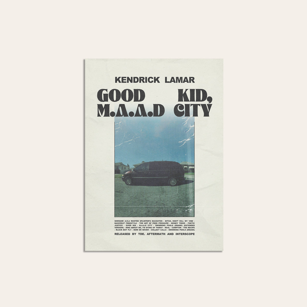 Kendrick Lamar Good Kid, M.A.A.D City Van Edition album poster — unframed print